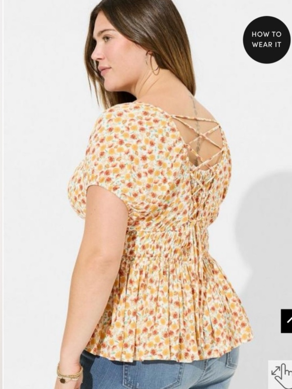 TORRID Boho Sunset Floral Orange Crinkle Top Corset Back Blouse Plus Size 4X